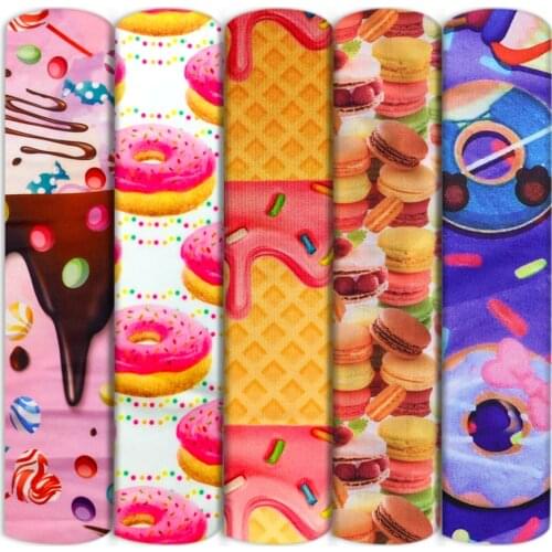 4 Ways Stretch Knit Material Fabric Donuts Sprinkle Fabrics for Patchwork Tissue Sewing Quilting DIY Handmade,1Yc20009