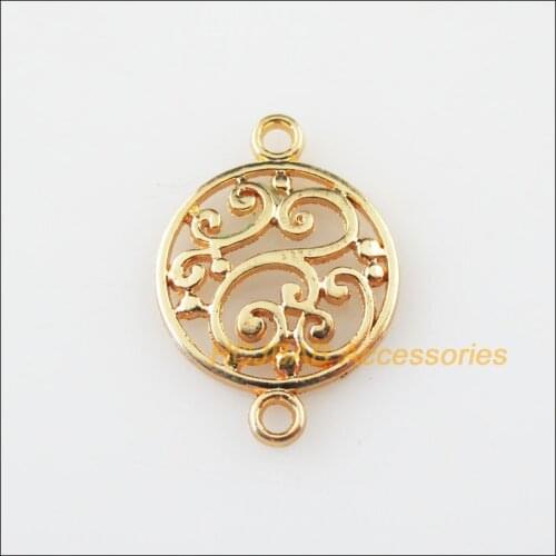 40Pcs KC Gold Color Round Clouds Flower Charms Connectors Pendants 14x20.5mm