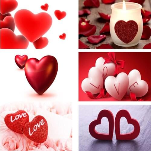 5D Diy Diamond Painting red Love heart Kit Set Full Round Drill Diamond Embroidery Mosaic Cross Stitch Home Decoration