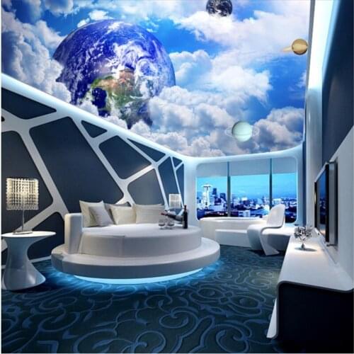 Beibehang Custom Ceiling Wallpaper Dreamworld Star Nebula Hotel Villa Ceiling Mural papel de parede 3d wallpaper papier peint