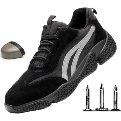 Brand Men Protective Boots Outdoor Sneakers Breathable Steel Toe Safety Shoes Men Light Puncture Proof Indestructible Work Shoes