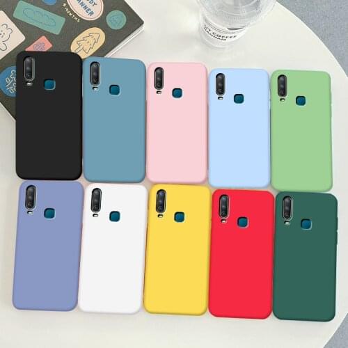 For Vivo Y11 2019 Case Soft TPU Silicone Case For Vivo Y12 Macaron Colors Candy Black Simple Phone Back Cover
