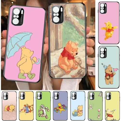 Disney Bear Winnie Phone Case For xiaomi redmi POCO F1 F2 F3 X3 Pro M3 9C 10T Lite NFC Anime Black Cover Silicone Back Prett mi