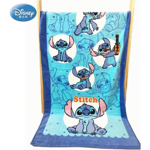 Disney Cotton Blue Stitch Bath Towel Soft Absorbent Breathable Childrens Cartoon Bath Towel Adults baby Beach Towel gift