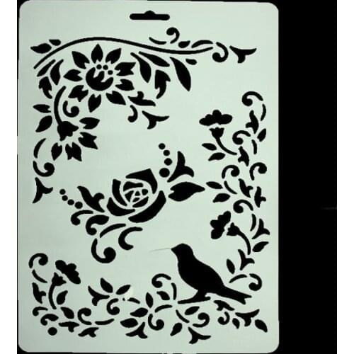 DIY Scrapbooking Roses Vine Bird Template Baking Kitchen Decorating Cake Stencil Spray Flowers Roses Template Embossing Folders
