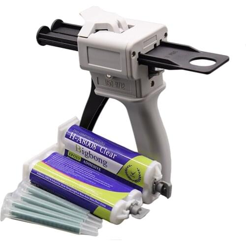 2pcs 50ml Epoxy Adhesives Glue 1:1 Transparent AB Glues with 50ml 1:1 AB Glue Gun Caulking Gun and 4pcs Static Mixing Nozzles