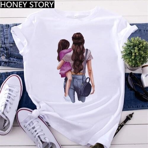 FIXSYS Best Mommy Summer Harajuku O Neck Funny 90S Tops Tee Mom and Me Queen Print Women T-shirt Daughter Casual Clothes