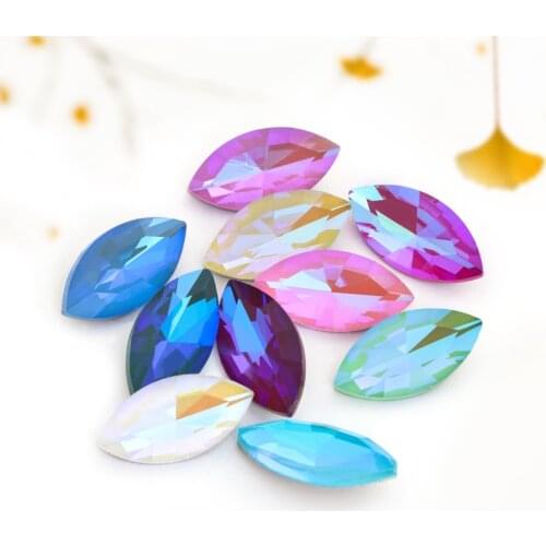 7x15mm Drop Shape Fluorescence Crystals Pointback Mocha Rhinestones Glue On Fancy Stones New Arival Glass Strass Stones