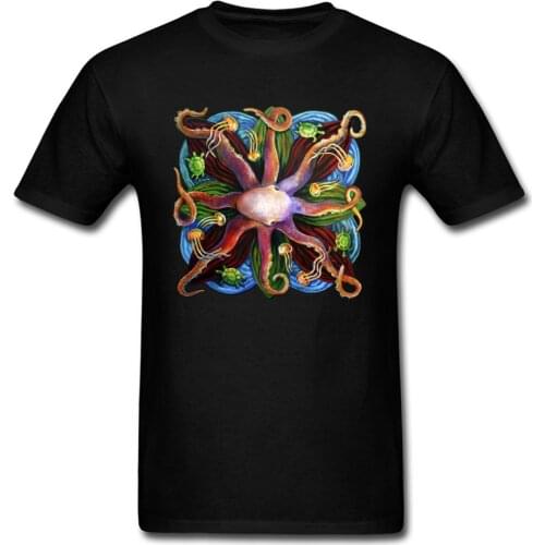 Mandala Octopus And His Friends T Shirt Print T-shirt Men 3D Tshirt Custom Black Tees Cotton Tops Unique Clothes Drop Shipping