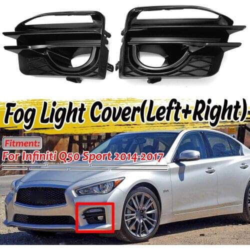 Gloss Black 2pcs Q50 Car Front Fog Light Grill Grille Fog Lamp Frame Cover Trim For Infiniti Q50 Sport 2014 2015 2016 2017