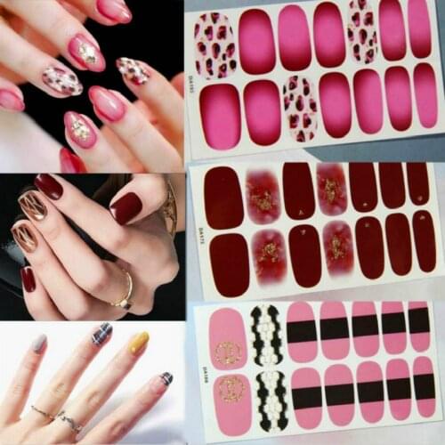 Korea Fashion DIY Nail Stickers Beauty Full Cover Self-adhesive Glitter Decals Tips Art Manicure for Nail Art Wraps Pre-Designs