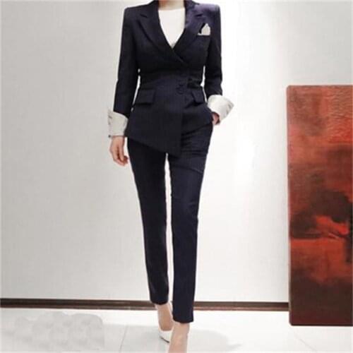 Fashion suit suit female spring New Professional striped suit temperament OL two-piece suit overalls tooling female