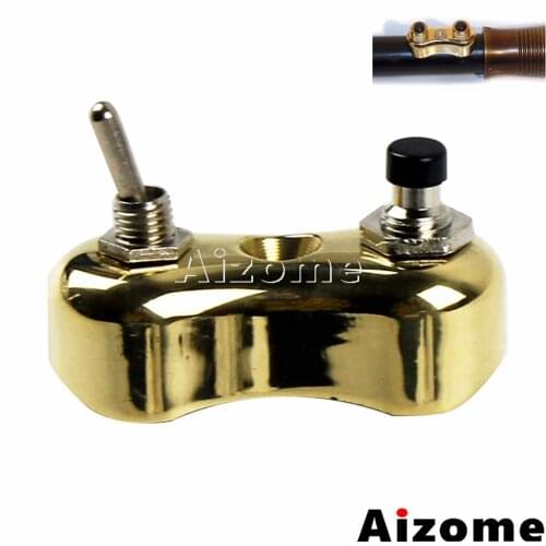 7/8"&1"Motorcycle Handlebar Brass Switch Push Button Toggle For Harley Cafe Racer Scrambler Bobber Engine On/Off Lever Switch
