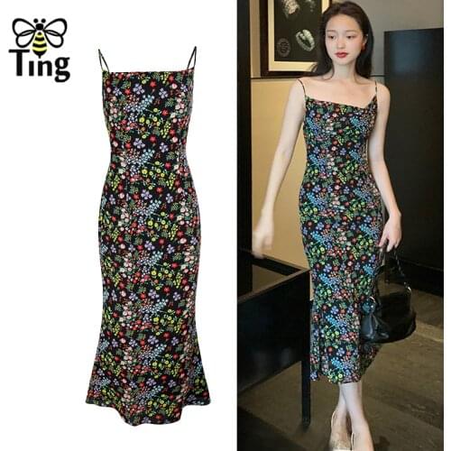 Tingfly Summer Floral Printing Strap Cold Shoulder Casual Dress Sexy Club Night Dress Women Light Vestidos Zaful Frocks Traf