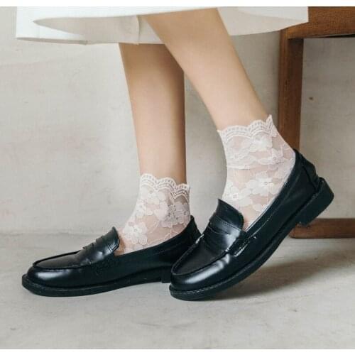 Summer Womens Socks Lace Socks Transparent Thin Womens Lolita Mesh Yarn Flower Day Lace Socks Lolita