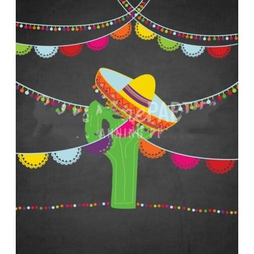 Mexican Fiesta cactus flag black photo backdrop High quality Computer print party photo studio background