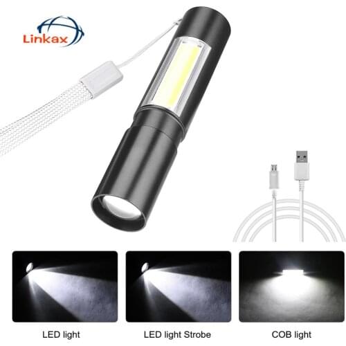 Mini Penlight XPE+COB LED Flashlight Pocket Light Waterproof Lantern Rechargeable Battery Powered Led Torch For Camping Hunting