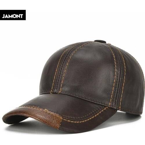 Men Real Cowhide Leather Baseball Caps Male Autumn Winter Natural Real Cow Leather Hats New Good Quality Casual Real Leather Cap