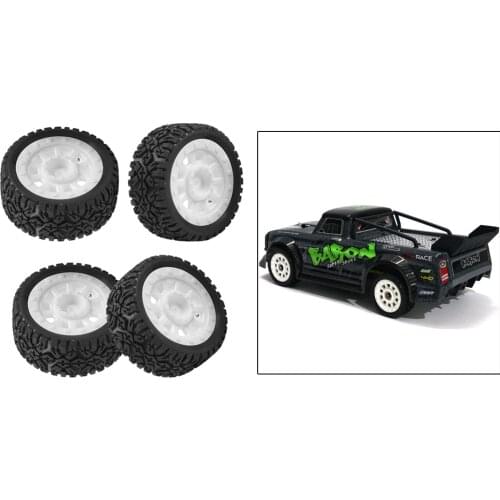 Set of 4 RC Tyres & Wheel Rims, Flat Running Tyres Set for SG-1603 1/16 Racing Car DIY Upgrade Parts