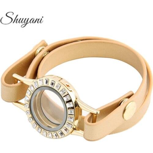 New Arrival 5 PCS/lot Wholesale Living Memory Locket Bracelet Leather Snap Bangle Wedding Jewelry