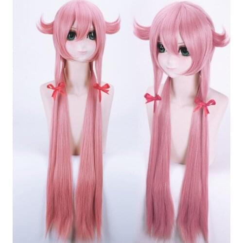 100CM Long Wig Mirai Nikki Gasai Yuno Pink Cosplay Costume The Future Diary Heat Resistant Synthetic Hair Women Cosplay Wigs