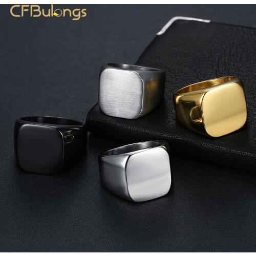CFBulongs Mens High Matte Polished Finger Ring Stainless Steel Motorcycler Unique Ring Antique Mens Simple Jewelry