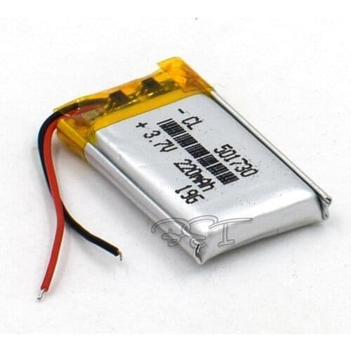 5Pcs Rechargeable Li-Polymer lithium battery 3.7V 501730 220mAh Battery With PMC For Toy MP3 MP4 GPS Speaker LED Light Camera
