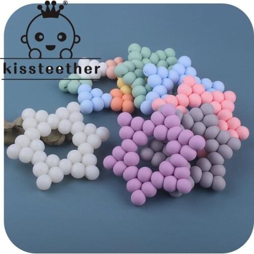 Kissteether 1pcs Baby Nursing Teether Beech Wood Safe Silicone Beads Teething Bracelets New Toddlers Rattle Montessori Baby Toys