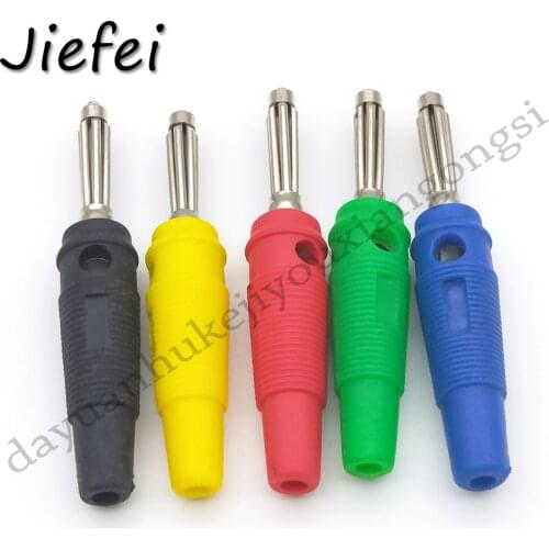 10-200pcs New 5 color brass audio 4mm Banana Plug Solderless Side Stackable Banana Plug