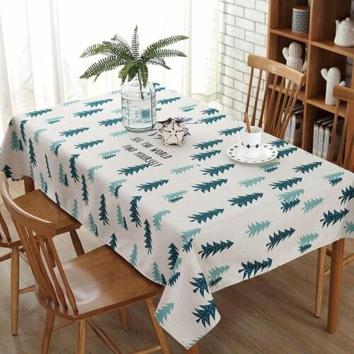 Cotton and linen printed table cloth coarse hemp rectangular cartoon cat plant simple table cloth