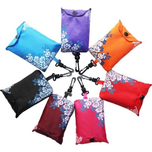 40PCS / LOT Shopping Bag Foldable Environmental Storage Bag Reusable Travel Tote Pouch Nylon Pure Color Handbags