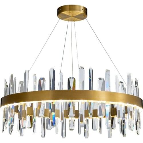 Modern led chandeliers in the living room ring crystal chandelier for dining room hanging circle cristal lamps Stainless steel