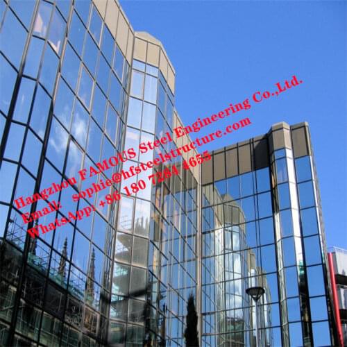 Structural Aluminum Framed Glass Facade Unitized Curtain Wall System with Low-E Coating Film Insulation