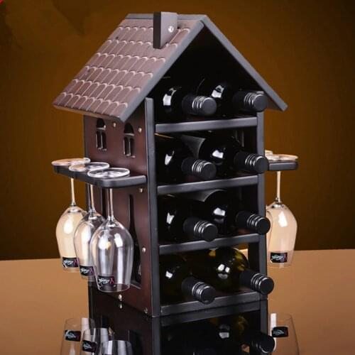 Solid wood creative style Wine rack Wine bottle cabinet suspension Wine glass rack