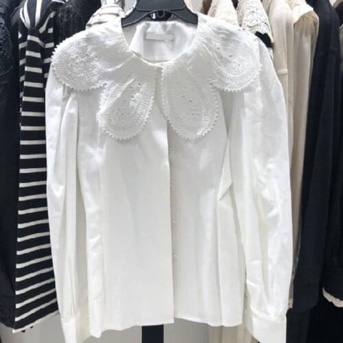 Neploe Doll Collar Long Sleeve Loose Blouse Women Work Style Office Lady Solid Blusas Spring 2021 New Shirt Feminino All Match