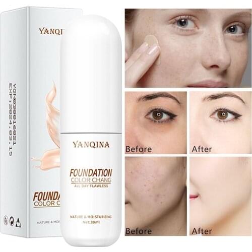 Temperature-Changing Complexion Liquid Foundation Waterproof Sweat-Proof Long-Lasting Concealer Oil Control Face Makeup 30ml