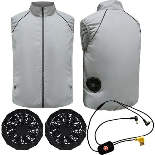 Men Cooling Vest Summer Air Conditioning Clothing Fan Equipped Reflective PE Clothing Fishing Vest Sun Protection Outdoor
