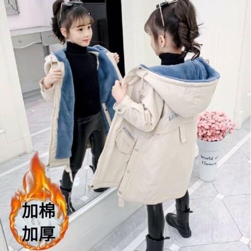 -30 Girls Winter Jacket 2020 Kids Fashion Plus Velvet Hoodie Clothes Outerwear Teens Long Thick Coat for Girls Windproof Parka