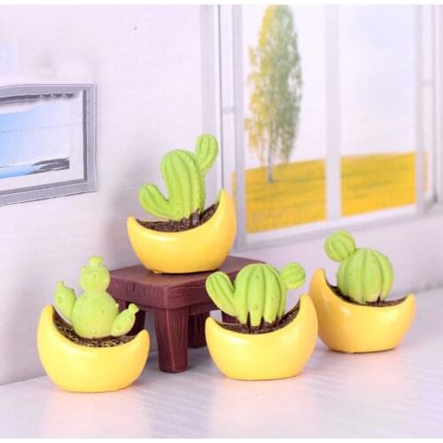 ZOCDOU 1 Piece Colorful Cactus Bonsai Desert Succulent Cereus Plant Small Statue Figurine Little Crafts DIY Miniatures Ornament
