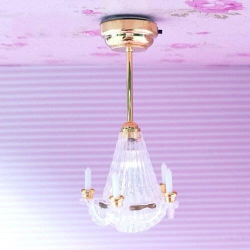 1:12 Dollhouse Miniaturescale Ceiling Light Candles LED Lamp Battery Operated