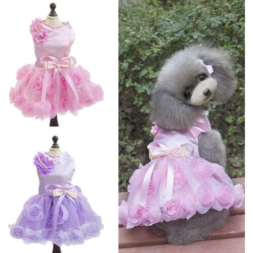1Pc Pet Dog Dress Puppy Kitten Clothes Cute Rose Print Dress Skirtluxury Dog Clothes for Small Dogs Cats Summer Autumn Apparel