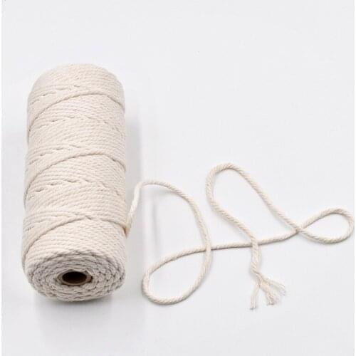 10M Macrame Rope Twisted String Cotton Cord For Handmade Natural Beige Rope DIY Craft Knitting Christmas Wedding Deco Gift