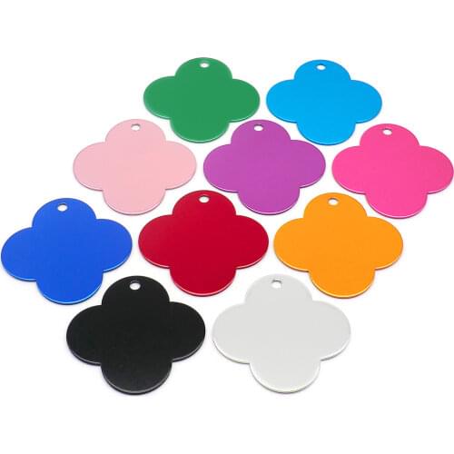 100pcs Personalized ID Dog Tag Four leaf clover Custom Cat Tags for Small Large Dogs Engraved Name Pet Products ID Tag for Pets