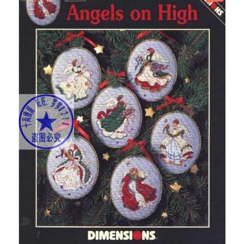 14/16/18/27/28 Lovely Hot Sell Counted Cross Stitch Kit Angels on High Christmas Tree Ornament 6 pieces Dim 00285