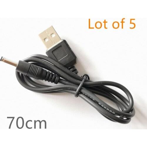 5Pack USB 2.0 to 3.5mm x 1.35mm Barrel Connector adapter 5V DC Power Cable Cord Jack Male, 70cm