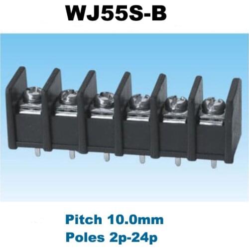 50pcs Pitch 10.0mm Straight Pin 2P 3P 4P 5P 6P 8P Barrier ScrewPCB Terminal Block Wire cable bornier Connector 55S-B 300V 20A