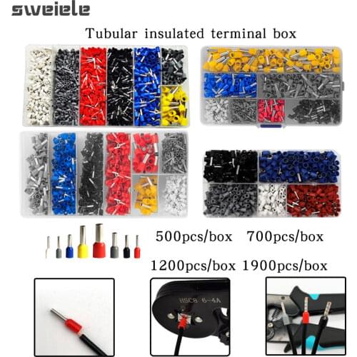 500/700/1200/1900PCS Insulated Core Terminal Wire End Wire Connector Electrical Crimping Terminal Crimping Tool Electrician Tool