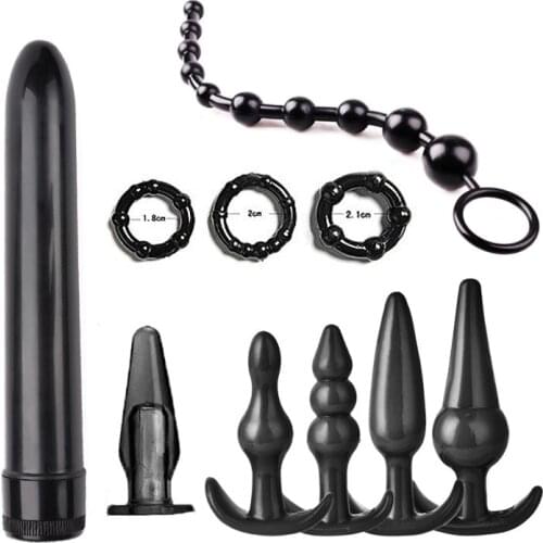 10 Pcs Vibrator Butt Anal Plug Set Vibration Sensuality Vibrating Butt Beads Kit Sexual prostate massager Sex Toys For Couples