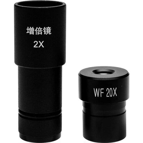 2X Barlow Bio-microscope Eyepiece Adapter Lens WF20X 10mm Wide Angle Optical Eyepiece Lens for Biological Microscope 23.2mm