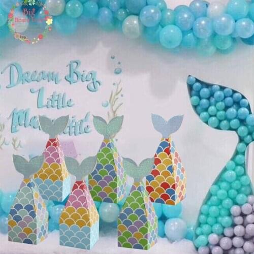 10pcs Mermaid Paper Candy Gift Box Dessert Bags Gifts Girls Wedding Birthday Mermaid Party Favors Decoration